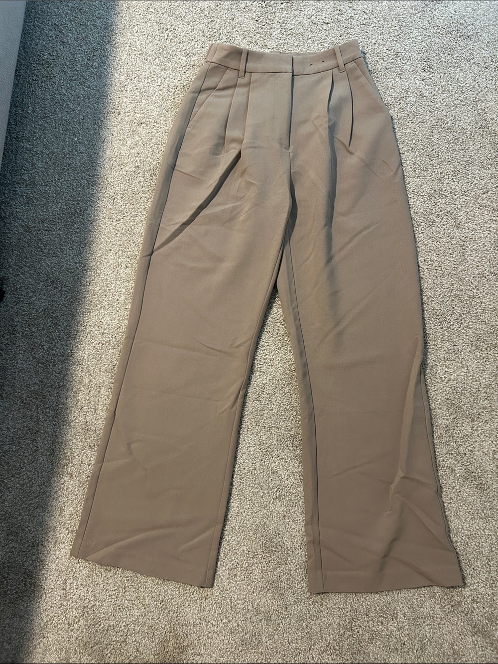 Abercrombie & Fitch Taupe High-Rise Wide-Leg Trousers